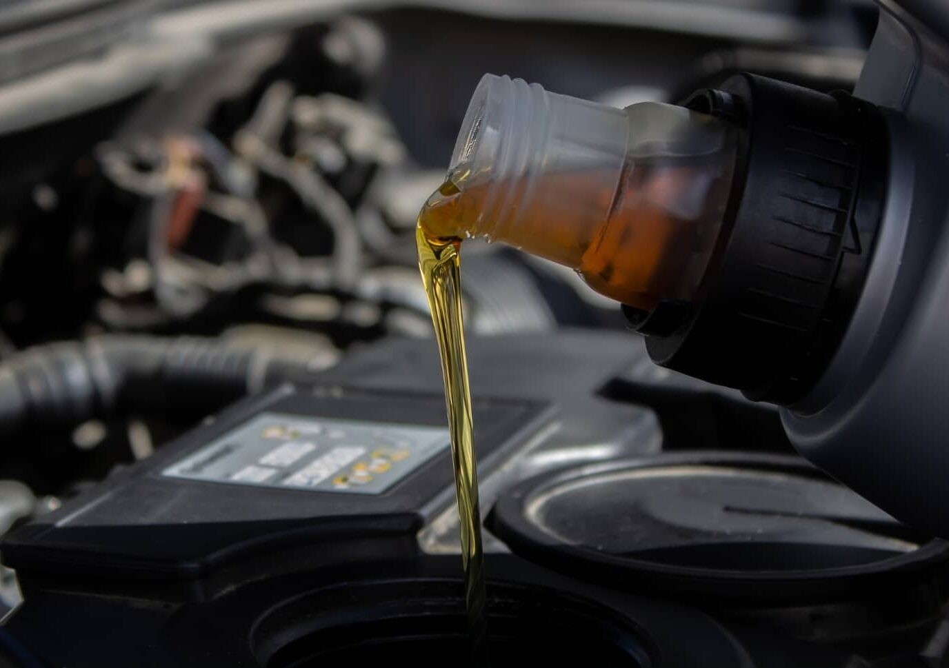 Routine oil change during a car service at Stedmans Garage in Worthing